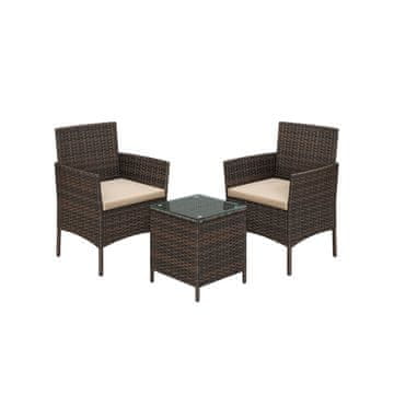 Songmics Vrtni namještaj Set stol i 2 stolice 565x545x815 cm smeđa