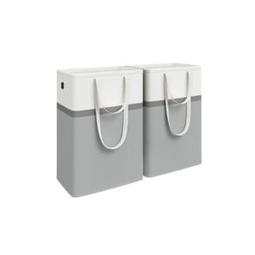 Songmics Set Košara za Rublje 2 Komada 40x30x65 cm Siva