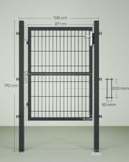 Songmics Vrtna vrata 106x125 cm Siva