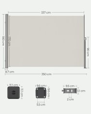 Songmics Bočni tend 180x350 cm bež