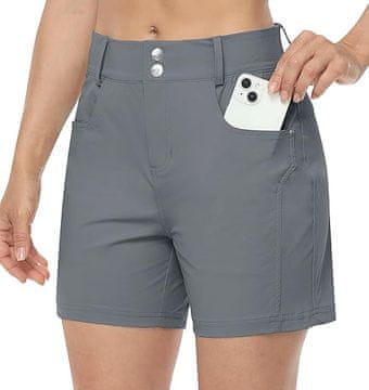 Nikcorp Ženske planinarske kratke hlače sportske, vodootporne, brzo sušeće, siva boja, UPF 50+ zaštita, veličina 30