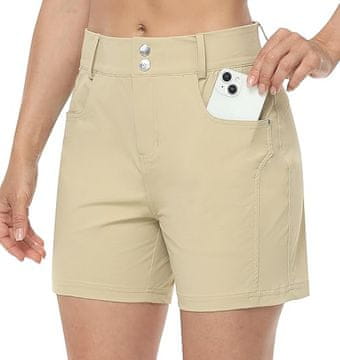 Nikcorp Ženske kratke hlače za planinarenje, sportske, vodootporne, UPF 50+, brzosušeće, rastezljive, bež, veličina 34
