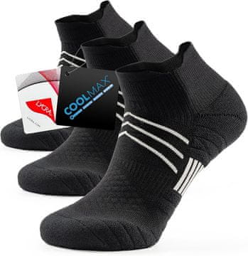 Nikcorp Sportske čarape do gležnja, unisex, 3 para, prozračne, s potporom za svod, set veličina 2x 36-38 i 1x 38-42, crne i sive