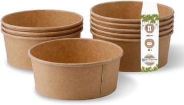Nikcorp Kartonska posuda 650 ml, kraft smeđa, biorazgradiva i kompostibilna, za juhe i salate, PLA premaz, set 50 komada