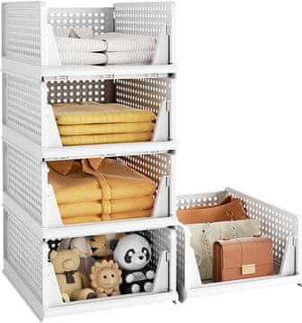 Nikcorp Organizatori za ormare, košare ladice na izvlačenje, sklopive, set od 5 komada, plastični, 43x32,5x18,5 cm, bijeli