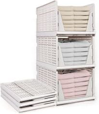 Nikcorp Organizatori za ormar s ladicama na izvlačenje, sklopivi set 3 komada, 43x32,5x25 cm, plastične košare za pohranu, bijeli