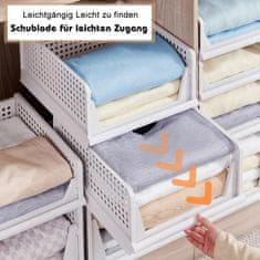 Nikcorp Organizatori za ormar s ladicama na izvlačenje, sklopivi set 3 komada, 43x32,5x25 cm, plastične košare za pohranu, bijeli