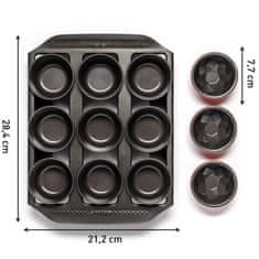 Nikcorp Kalup za muffine i deserte s uklonjivim posudama, čelični lim s neprianjajućim slojem, modularni set, 12 komada