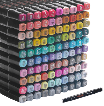 Nikcorp Alkoholni markeri set 100 boja, dvostrani profesionalni flomasteri za crtanje i dizajn, s torbom i organizatorom