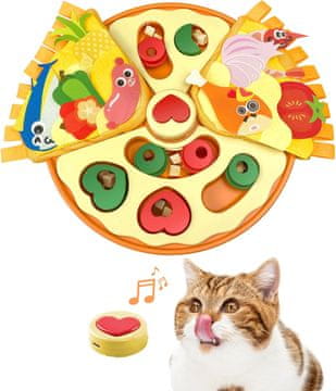 Nikcorp Interaktivna igračka za mačke i pse Pizza, podloga za sporo hranjenje i trening inteligencije sa snimanjem glasa, 35x28 cm