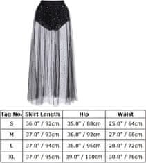 Nikcorp Ženska maxi suknja od tila s gaćicama i šljokicama, prozirna suknja s visokim strukom, festivalska, crna, S