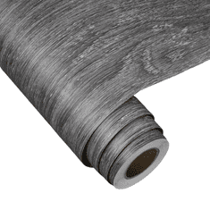 Nikcorp Samoljepljiva tapeta PVC folija za namještaj sivo drvo, vodootporna dekorativna folija za kuhinju i ormare, 40 cm x 6 m