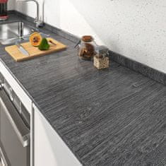 Nikcorp Samoljepljiva tapeta PVC folija za namještaj sivo drvo, vodootporna dekorativna folija za kuhinju i ormare, 40 cm x 6 m