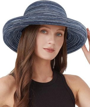 Nikcorp Ženski šešir za sunce s UPF 50+ zaštitom, plavi, sklopivi šešir za plažu i putovanja, veličina XL (59-62 cm)