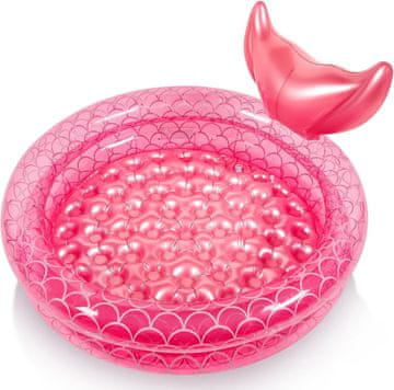 Nikcorp Dječji bazen na napuhavanje s motivom sirene i mekanim dnom, ružičasti vrtni bazenčić od PVC-a, 90 cm, 3u1 model