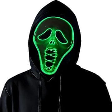 Nikcorp Scream LED maska za Halloween, svijetleća strašna Ghost maska s 3 načina rada i spužvom za udobnost, crno-bijela