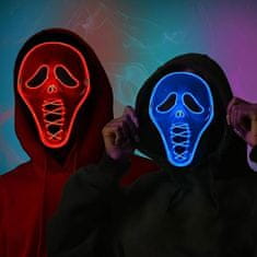 Nikcorp Scream LED maska za Halloween, svijetleća strašna Ghost maska s 3 načina rada i spužvom za udobnost, crno-bijela