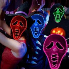 Nikcorp Scream LED maska za Halloween, svijetleća strašna Ghost maska s 3 načina rada i spužvom za udobnost, crno-bijela