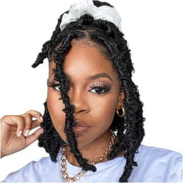 Nikcorp Butterfly Locs ekstenzije za kosu, sintetičke kukičane pletenice, 30 cm, 6 pakiranja, crna boja, prirodna tekstura 1B