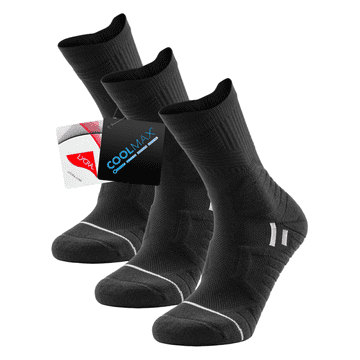 Nikcorp Muške kompresijske čarape za trčanje i sport, crne, set od 3 para, veličina 39-42 EU, visoka elastičnost i podrška mišićima