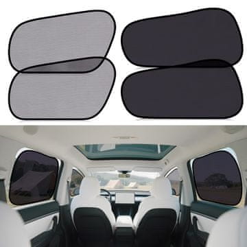 Nikcorp Sjenilo za sunce za Tesla Model Y (2021-2025), set za bočna stakla, UV zaštita i toplinska izolacija, crna boja