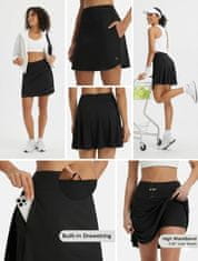Nikcorp Sportska suknja za tenis i golf s unutarnjim kratkim hlačama i džepovima, brzosušeća, crna, veličina S, ženska 2 u 1
