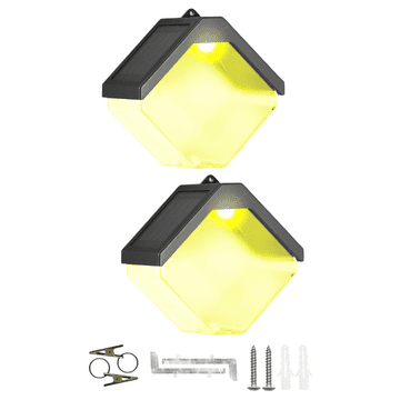 Nikcorp Solarne zidne lampe kocke RGB i topla bijela, vodootporne IP65 dekorativne svjetiljke za terasu i vrt, set 2 kom, 10 cm