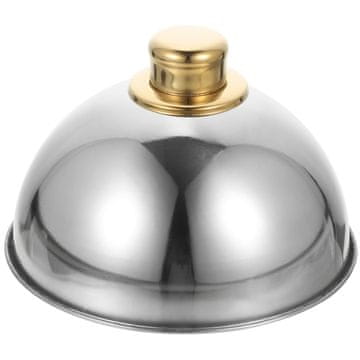 Nikcorp Kupola za topljenje sira i tanjur za posluživanje, nehrđajući čelik, srebrni poklopac za roštilj i hamburgere, 18 cm