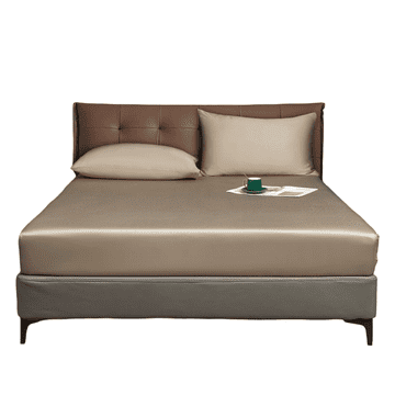 Nikcorp Luofanfei satenska plahta s gumicom po cijelom obodu 200x200 cm glatka smeđa dubina ruba 30 cm mikrovlakna bambus struktura Oeko-Tex Standard 100