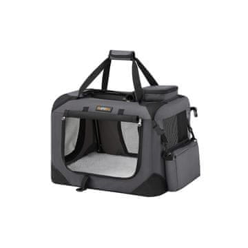 Songmics Transporter za kućne ljubimce 50x35x35 cm sivi sklopivi
