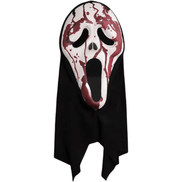 Nikcorp Maska Vrisak za Halloween s efektom tekuće krvi i pumpom, Ghostface horror maska s kapuljačom za kostim i maskenbal