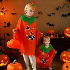 Nikcorp Ženski kostim bundeve za Halloween, pelerina koja svijetli u mraku, traka za glavu i torba, univerzalna veličina, narančasta