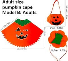 Nikcorp Ženski kostim bundeve za Halloween, pelerina koja svijetli u mraku, traka za glavu i torba, univerzalna veličina, narančasta