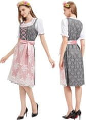 Nikcorp Bavarska haljina Dirndl kostim za Oktoberfest, set 5 u 1 s pregačom, bluzom i dodacima, veličina M, rozo-bijela