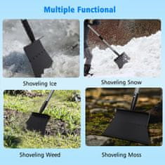 Nikcorp Lopata za korov i snijeg od manganskog čelika, višenamjenski strugač za led i mahovinu, podesiva duljina 117 cm, širina 27 cm