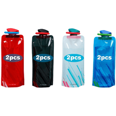 Nikcorp Sklopive boce za vodu 700 ml, set 8 komada, fleksibilni turistički bidoni s karabinerom, bez BPA, miješane boje (mix)