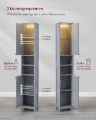 Songmics Kupaonska ormarić 30x30x170 cm Siva