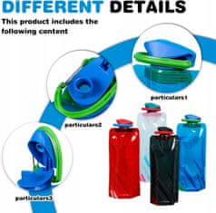 Nikcorp Sklopive boce za vodu 700 ml, set 8 komada, fleksibilni turistički bidoni s karabinerom, bez BPA, miješane boje (mix)