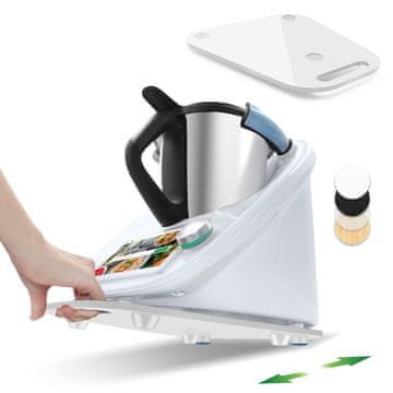 Nikcorp Klizna ploča za Thermomix TM6 i TM5, akrilni podmetač za kuhinjski robot s teflonskim klizačima, bijela boja, 1 komad