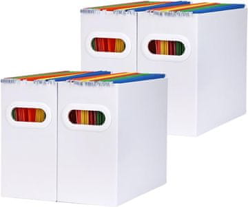 Nikcorp Organizator dokumenata A4, kutija za dokumente s metalnom ručkom, sklopivi set od 4 komada, bijeli, ojačani karton