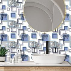 Nikcorp Samoljepljiva folija za zidove i namještaj, plava s uzorkom okvira slika, vodootporni PVC, periva tapeta, 44,5 cm x 10 m