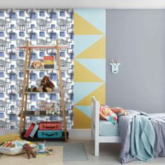 Nikcorp Samoljepljiva folija za zidove i namještaj, plava s uzorkom okvira slika, vodootporni PVC, periva tapeta, 44,5 cm x 10 m