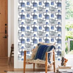 Nikcorp Samoljepljiva folija za zidove i namještaj, plava s uzorkom okvira slika, vodootporni PVC, periva tapeta, 44,5 cm x 10 m