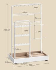Songmics Stalak za nakit 115x196x308 cm Bijeli