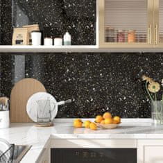 Nikcorp Samoljepljiva tapeta folija za namještaj i zidove, Terrazzo crno-zlatna, vodootporna ukrasna folija, 60x500 cm