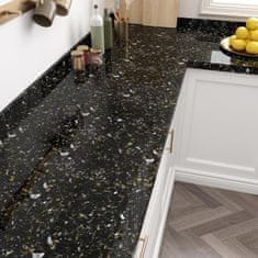 Nikcorp Samoljepljiva tapeta folija za namještaj i zidove, Terrazzo crno-zlatna, vodootporna ukrasna folija, 60x500 cm