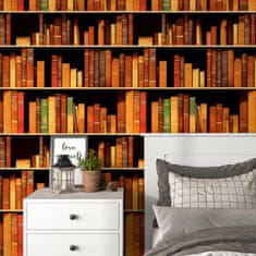 Nikcorp Samoljepljiva tapeta 3D knjižnica, zidna naljepnica s motivom knjiga, vodootporni vinil, vintage stil, 44,5x700 cm