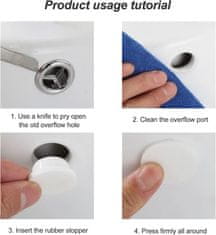 Nikcorp Gumene kapice za sudoper i kadu, čepovi za preljevne otvore, set 20 komada, bijeli, otporni na mirise i vlagu, elastični