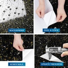 Nikcorp Samoljepljiva tapeta folija za namještaj i zidove, Terrazzo crno-zlatna, vodootporna ukrasna folija, 60x500 cm