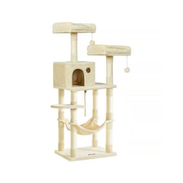 Songmics Stablo za mačke Kućica za mačke 55x45x143 cm Bež
